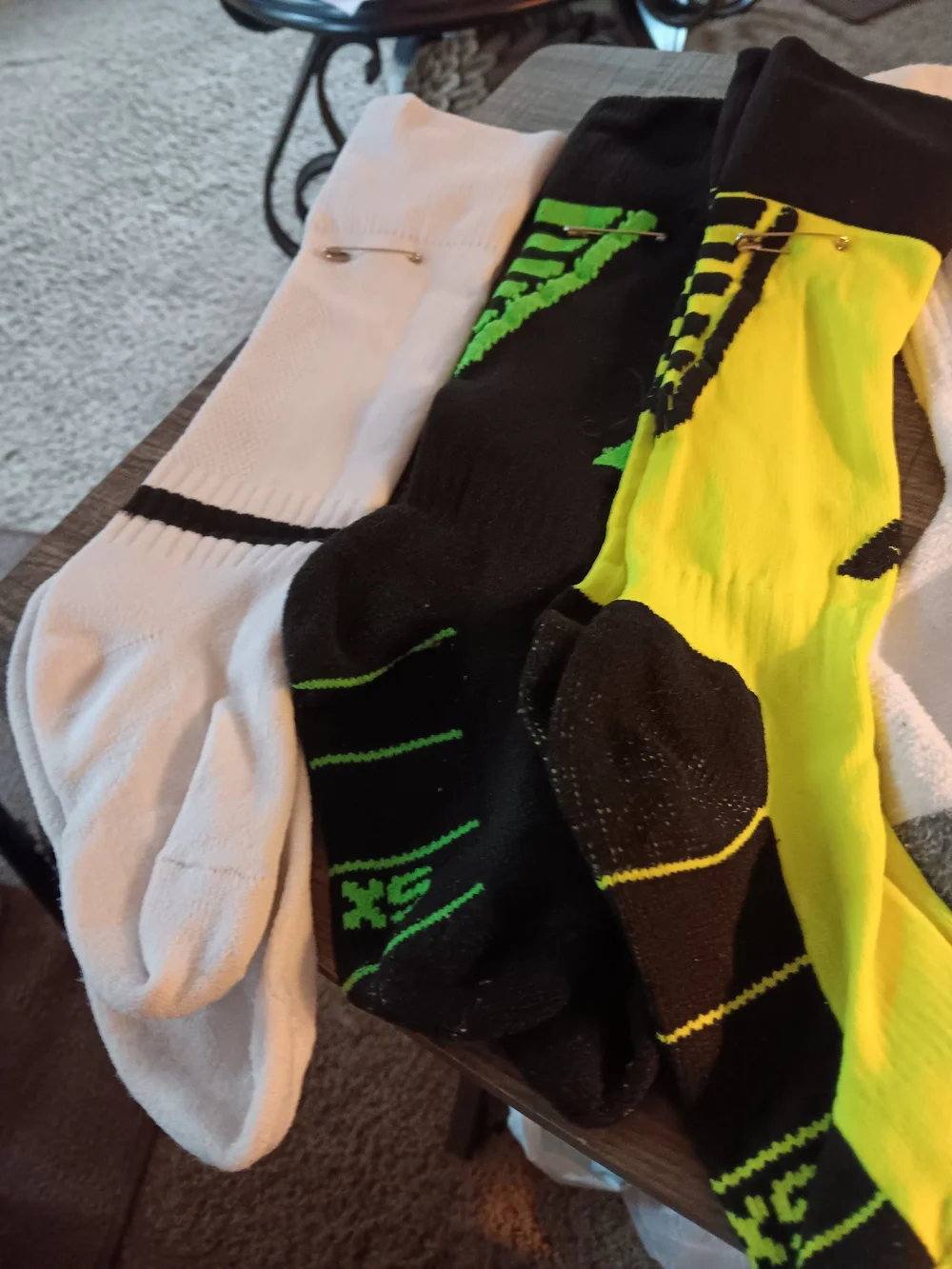 Men's Performance Crew Socks - Set Of Six Pair - White,  Neon Yellow & Black